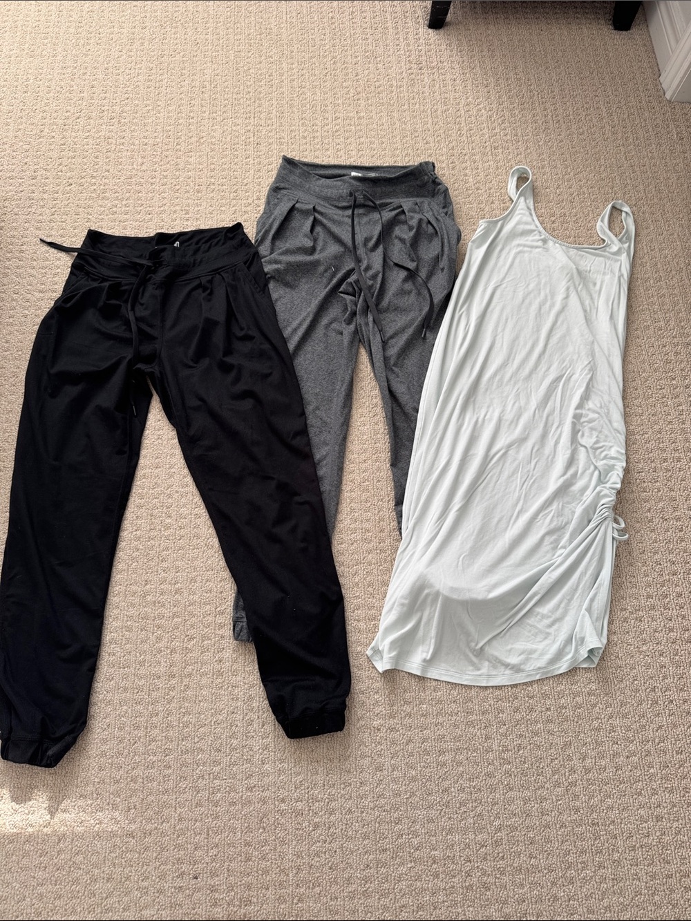 LOLE 3 PC  Lot Scoop Neck Tank Dress, Black and Gray joggers  euc size small